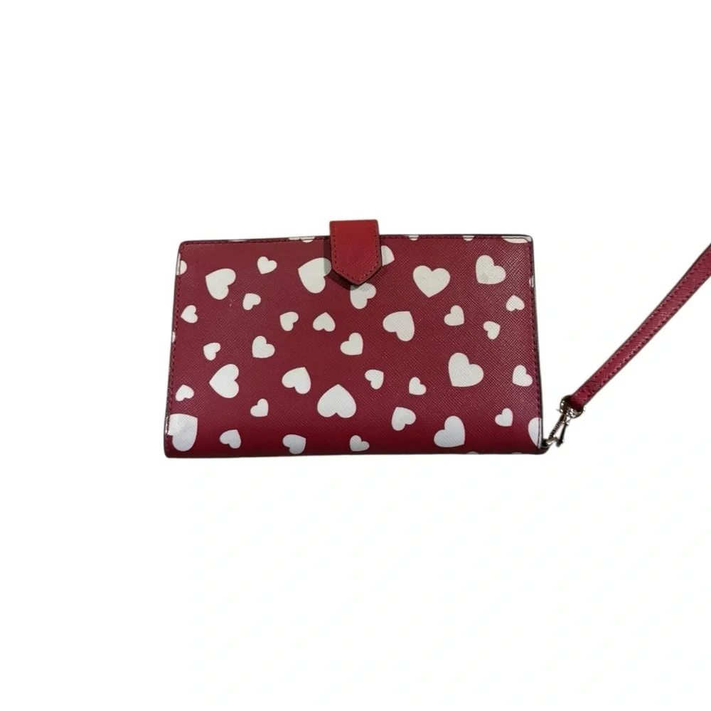 Kate Spade Staci Heart Pop Red & White printed phone wallet wristlet